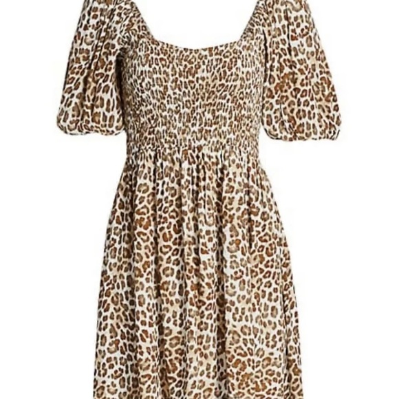 FAITHFUL THE BRAND ILARIA smocked leopard Giorgio animal print mini dress nwt xs - Picture 5 of 7